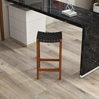 James - Mid-Century Modern Genuine Leather Counter Stool Ashcroft Furniture
