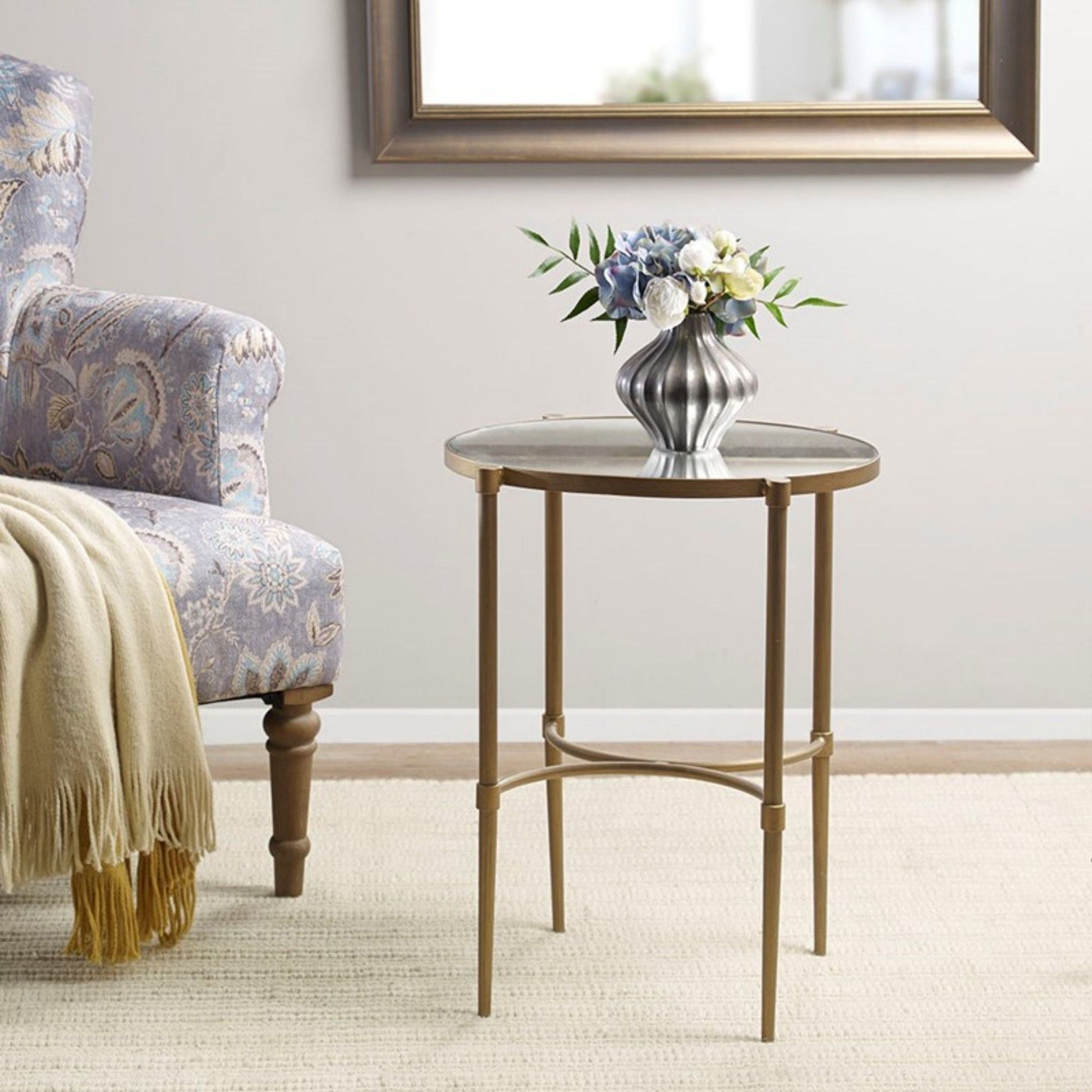 Bedford - Oval Mirror Accent Table - Antique Bronze JLA