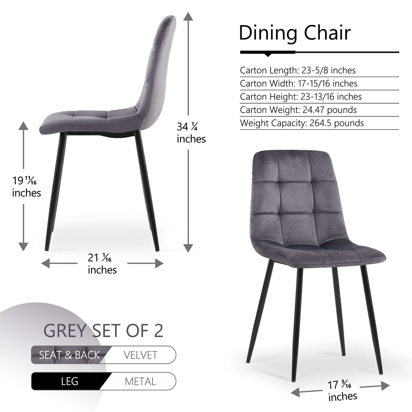Mid-Century Modern Velvet Dining Chairs Set For Kitchen, Living Room Home Essentials