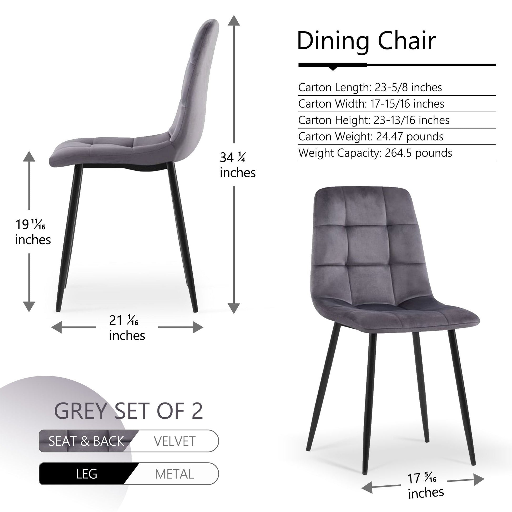 Mid-Century Modern Velvet Dining Chairs Set For Kitchen, Living Room Home Essentials