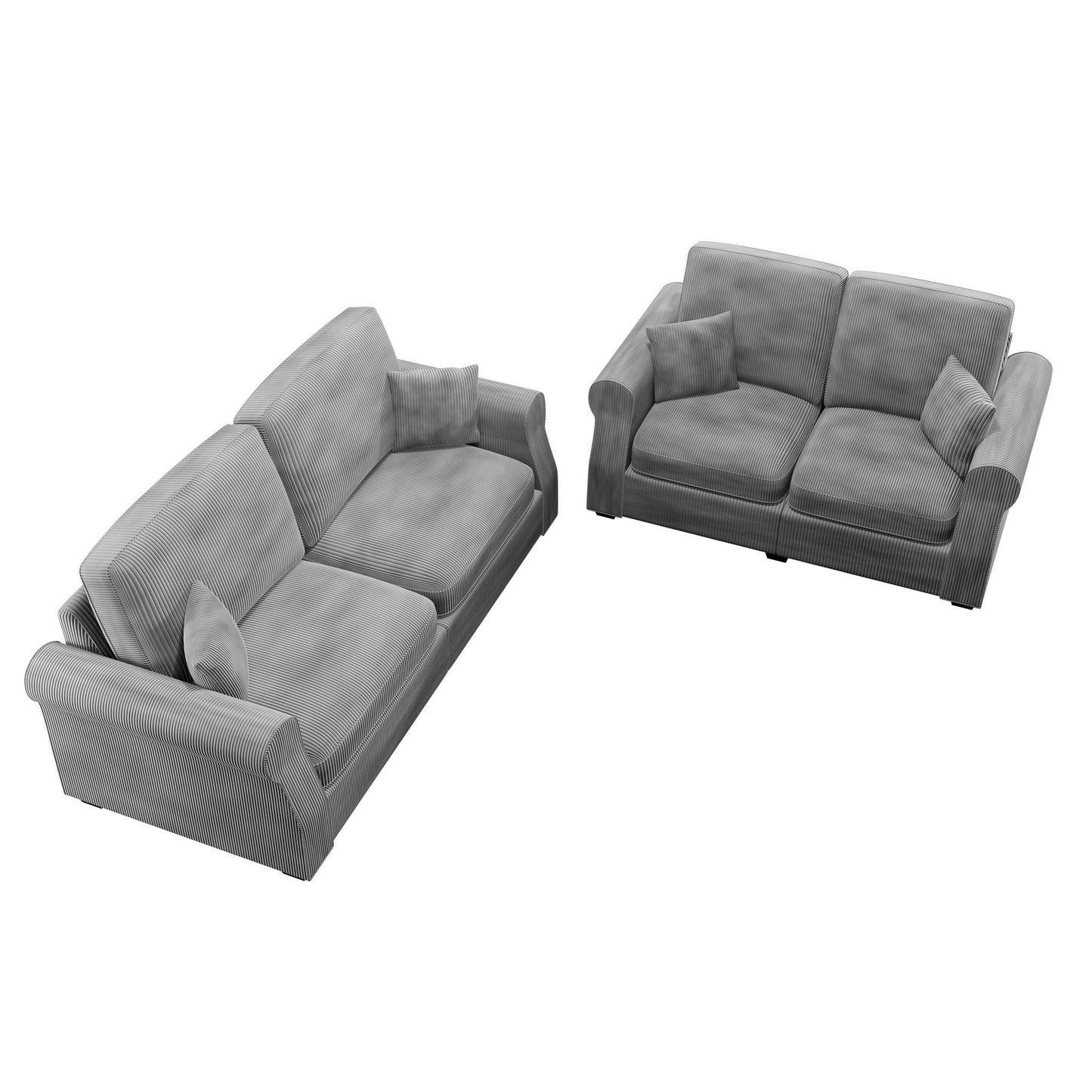 Contemporary 2 Piece Sofa Set With Matching Pillows Home Essentials