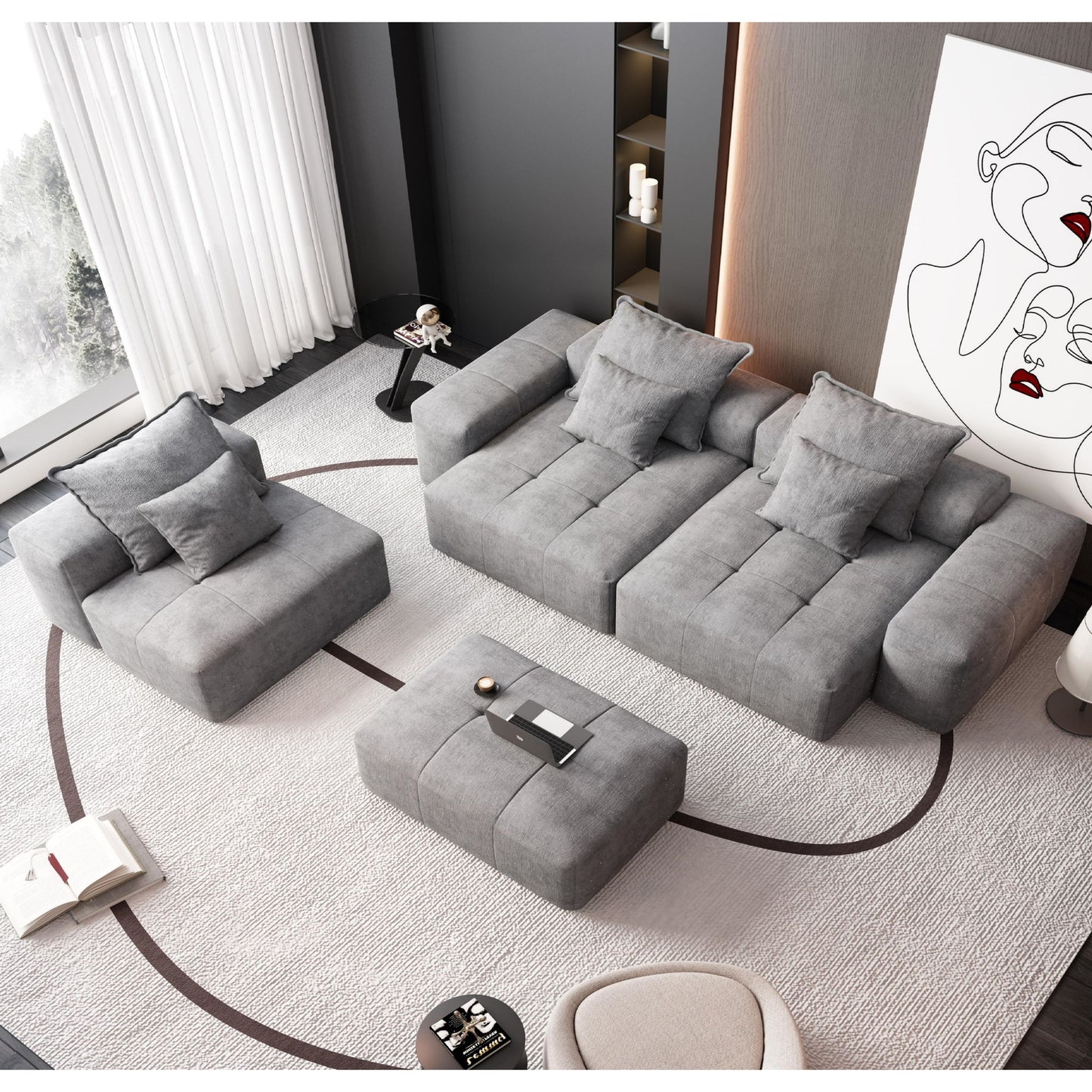 Modern Oversized Diy Combination Modular Sectional Sofa With Pillows Home Essentials