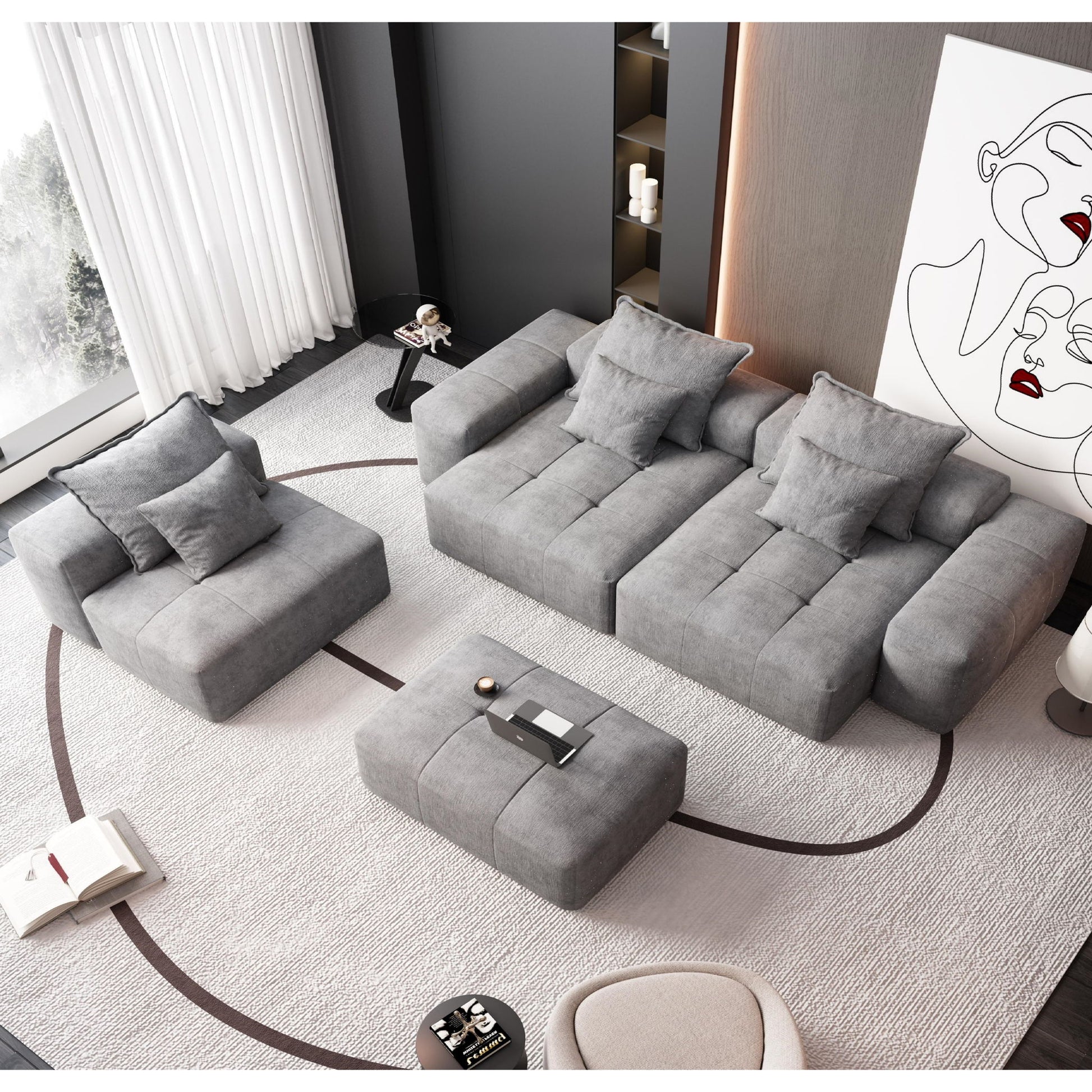 Modern Oversized Diy Combination Modular Sectional Sofa With Pillows Home Essentials