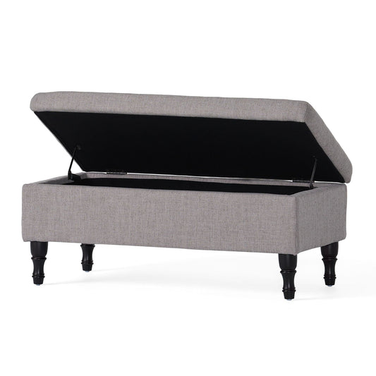 Dean - Fabric Storage Wide Tufted Rectangle Ottoman - Gray Noble House