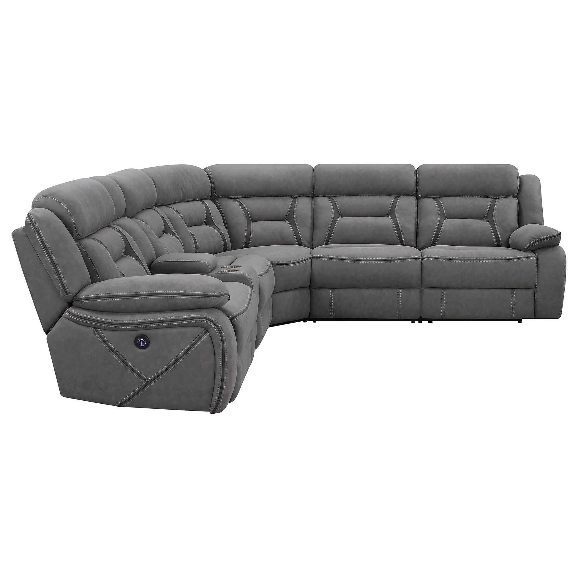 Barton - Upholstered Power Reclining Sectional Sofa - Gray Furniture Max