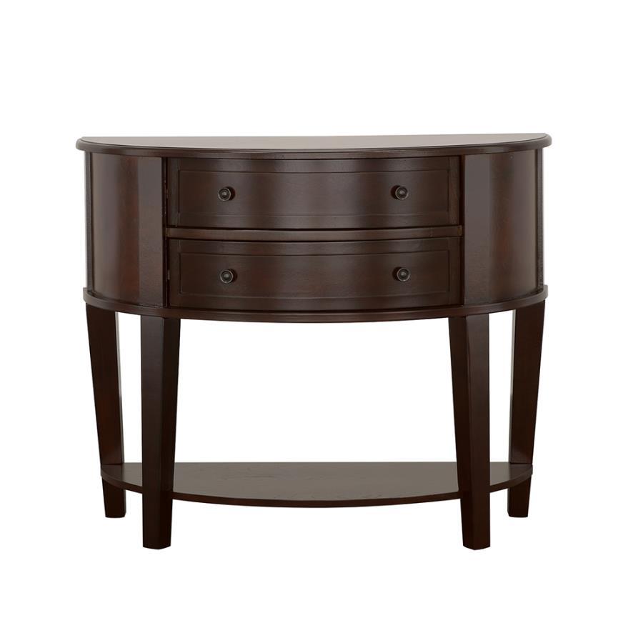 Diane - 2-Drawer Demilune Entryway Console Table - Cappuccino CoasterEssence
