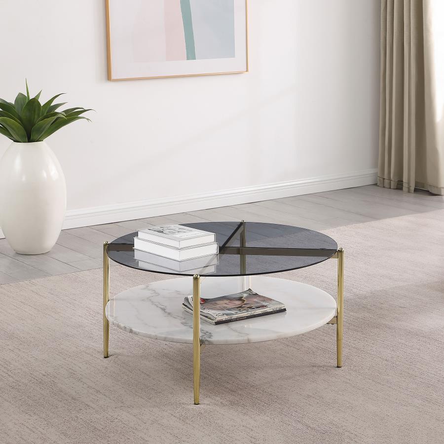 Jonelle - Round Glass Top Table CoasterEveryday