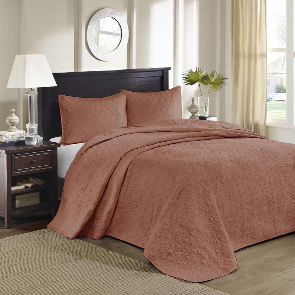 Quebec - 3 Piece King Reversible Bedspread Set - Clay Red Madison Park