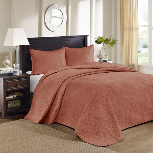 Quebec - 3 Piece Queen Reversible Bedspread Set - Clay Red Madison Park