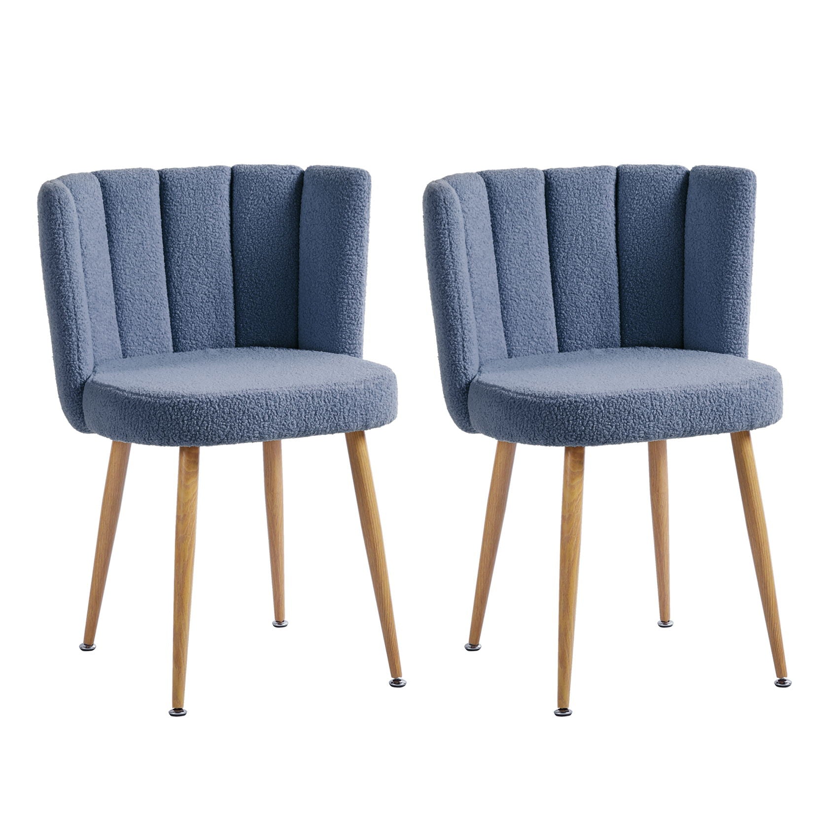 Modern Dining Chair (Set of 2) With Iron Tube Wood Color Legs, Shorthair Cushions And Comfortable Backrest, Suitable For Dining Room, Living Room, Cafe, Simple Structure Home Essentials