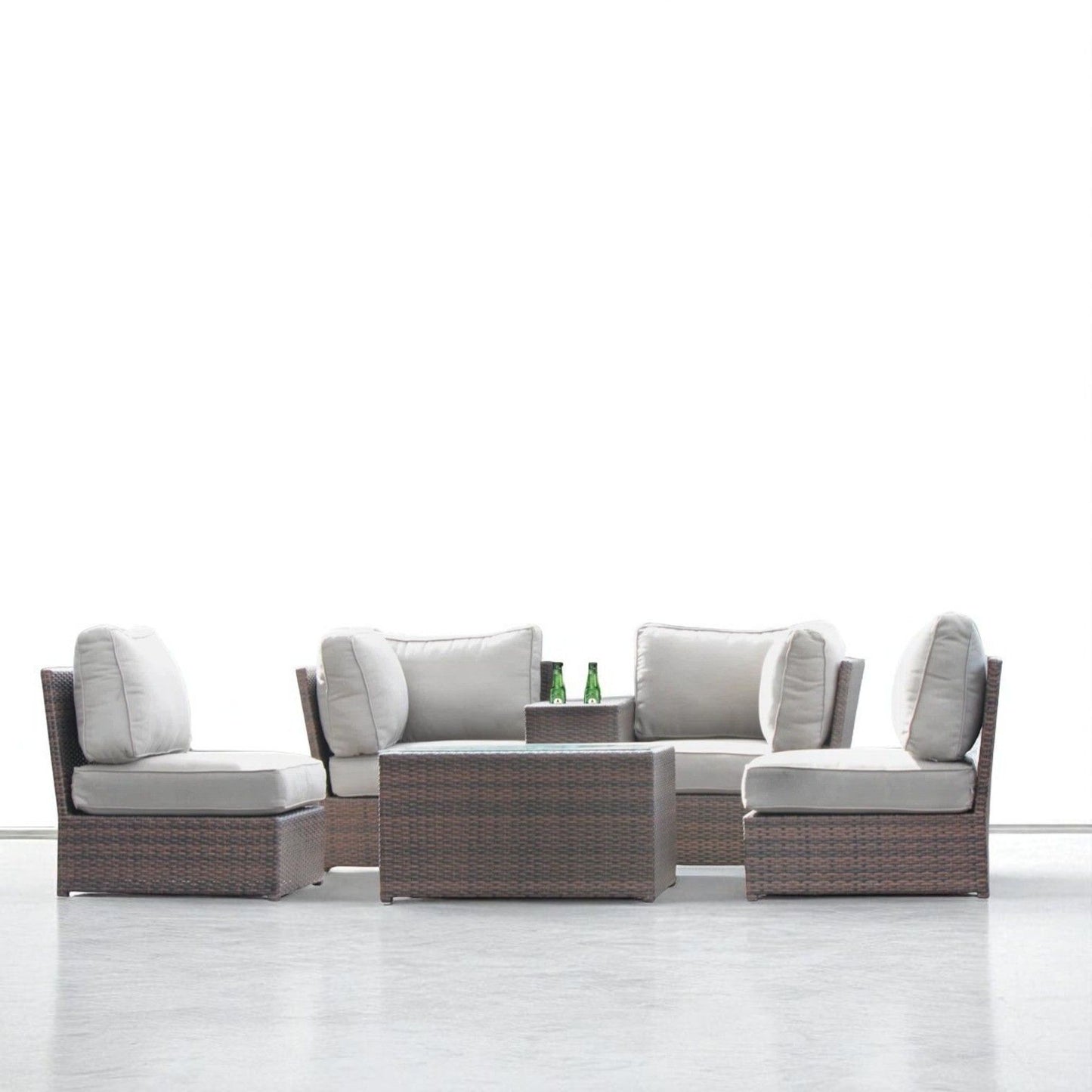 Comfortable Modern Patio Rattan Sectional Set With Cushions LSI Patio Furniture