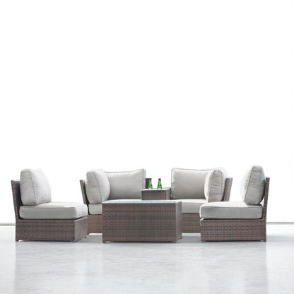Comfortable Modern Patio Rattan Sectional Set With Cushions LSI Patio Furniture