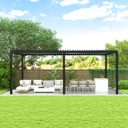 Louver Pergola Steel Louvers & Frame - Black Home Essentials