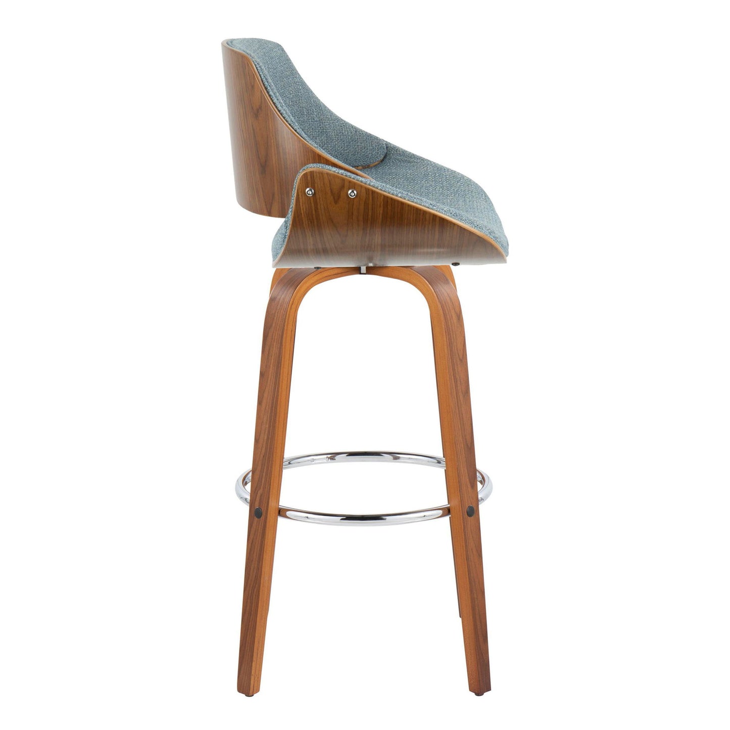 Fabrizzi - Mid Century Modern Fixed Height Barstool With Swivel With Round Footrest (Set of 2) Lumi Source