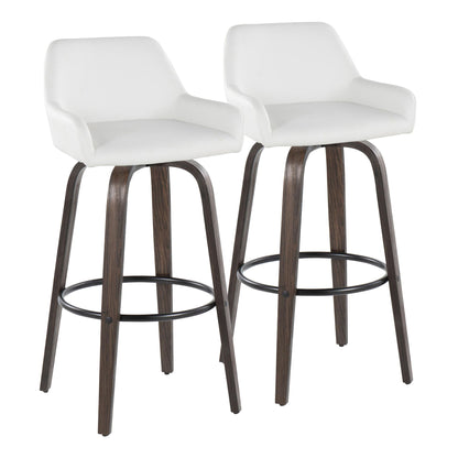 Daniella - Contemporary Fixed Height, Barstool With Swivel With Round Footrest (Set of 2) Lumi Source