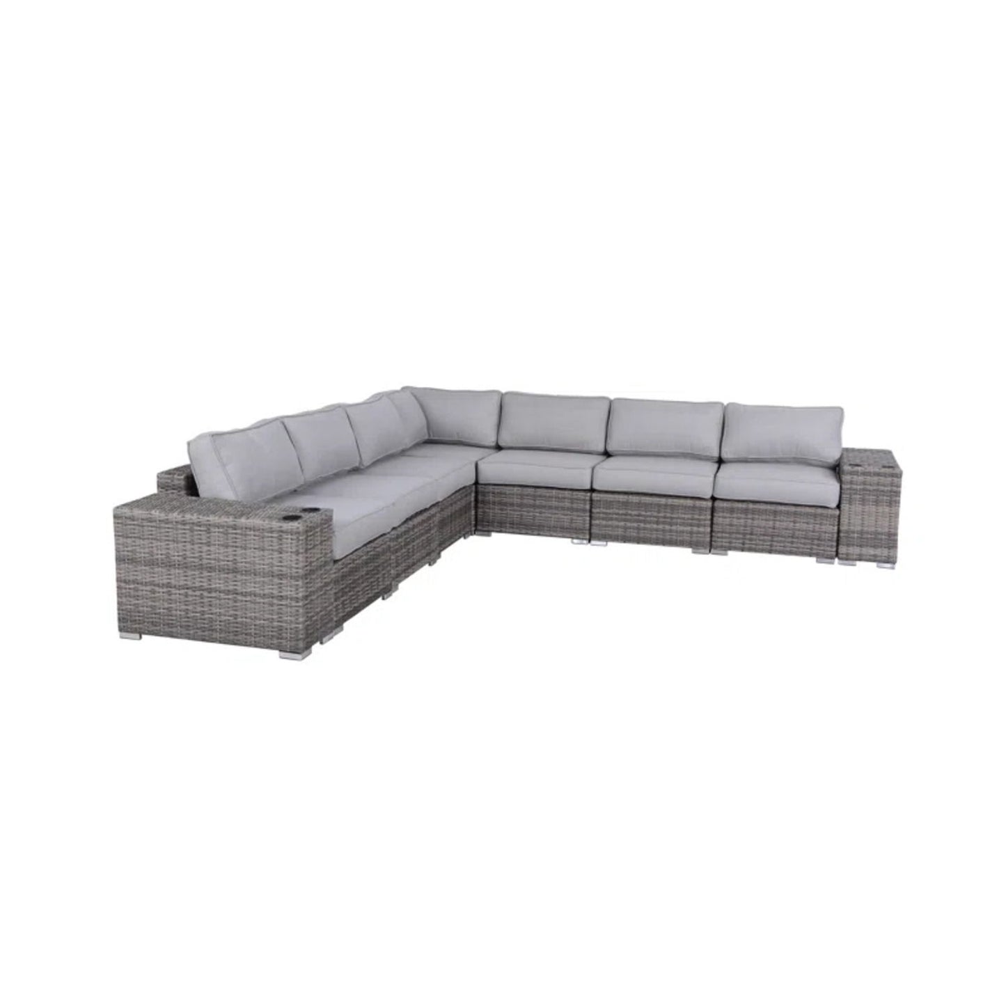 Minnesota - 9 Piece Sectional Sofa Set With Cushions - Gray Mix LSI Patio Furniture