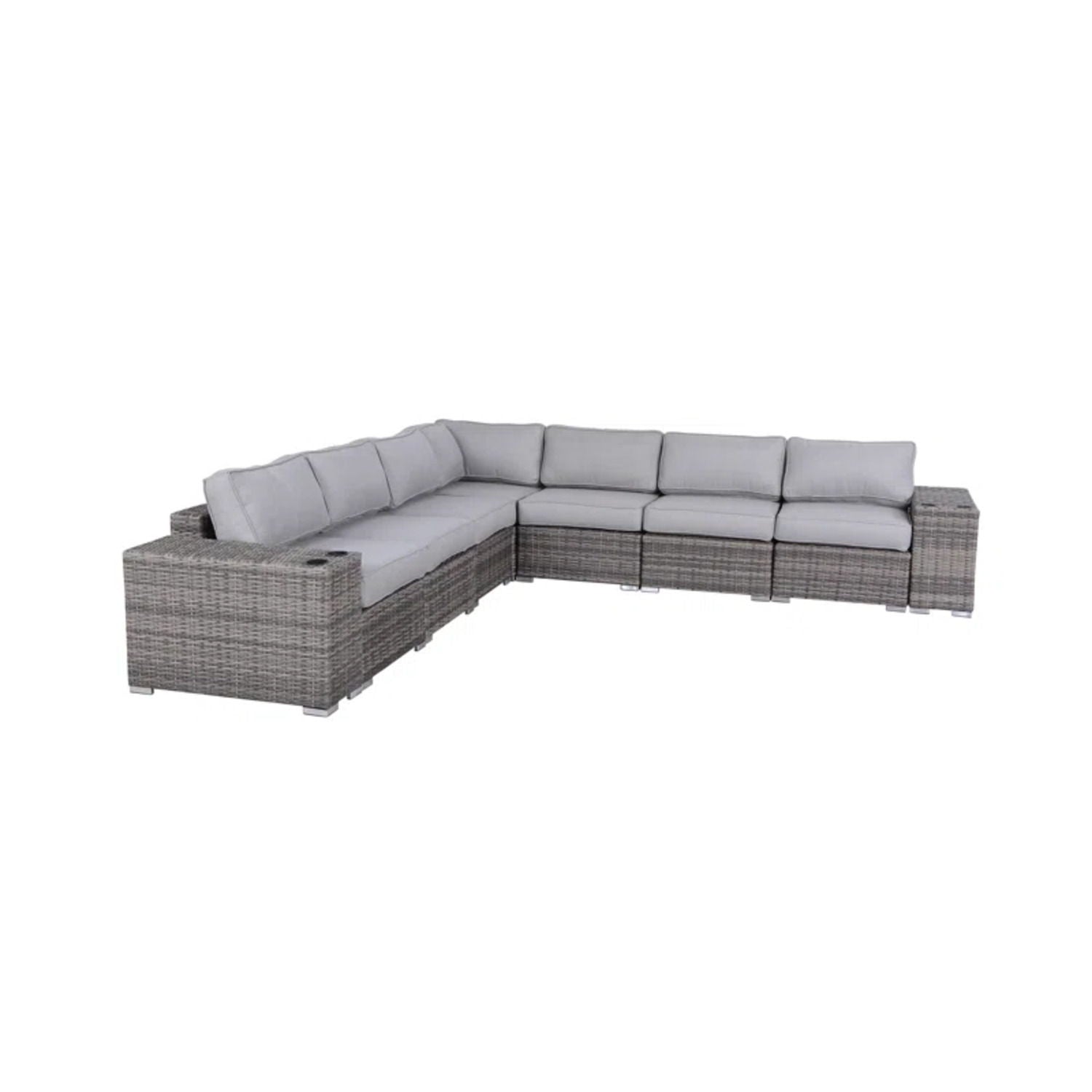 Minnesota - 9 Piece Sectional Sofa Set With Cushions - Gray Mix LSI Patio Furniture