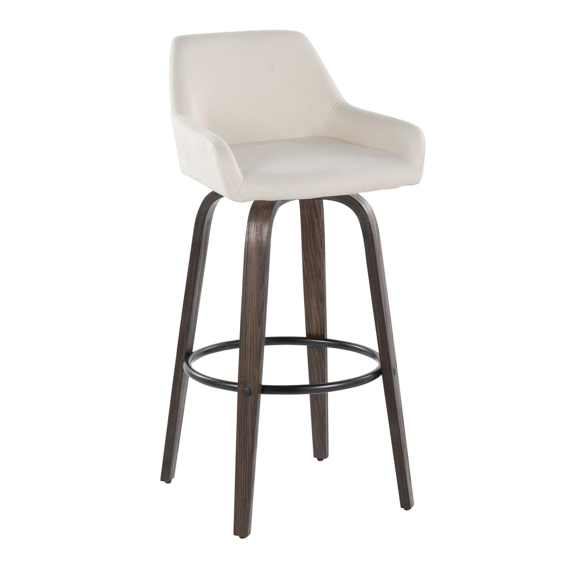 Daniella - Contemporary Fixed Height, Barstool With Swivel With Round Footrest (Set of 2) Lumi Source