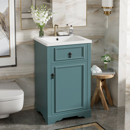 Elegant Bathroom Vanity With Ceramic Sink, Soft Close Door, Adjustable Shelf Hearth and Haven