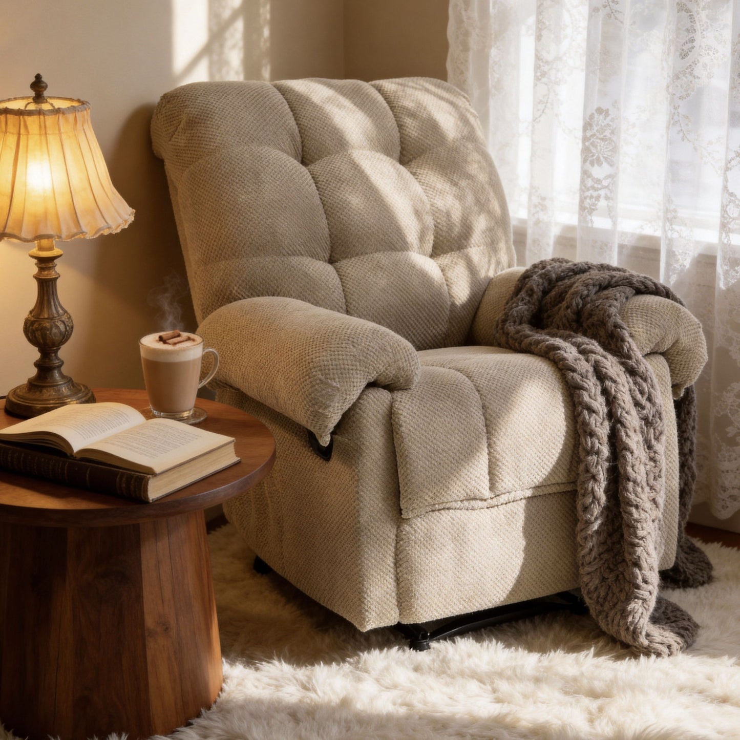Manual Recliner, Padded Footrest Home Essentials
