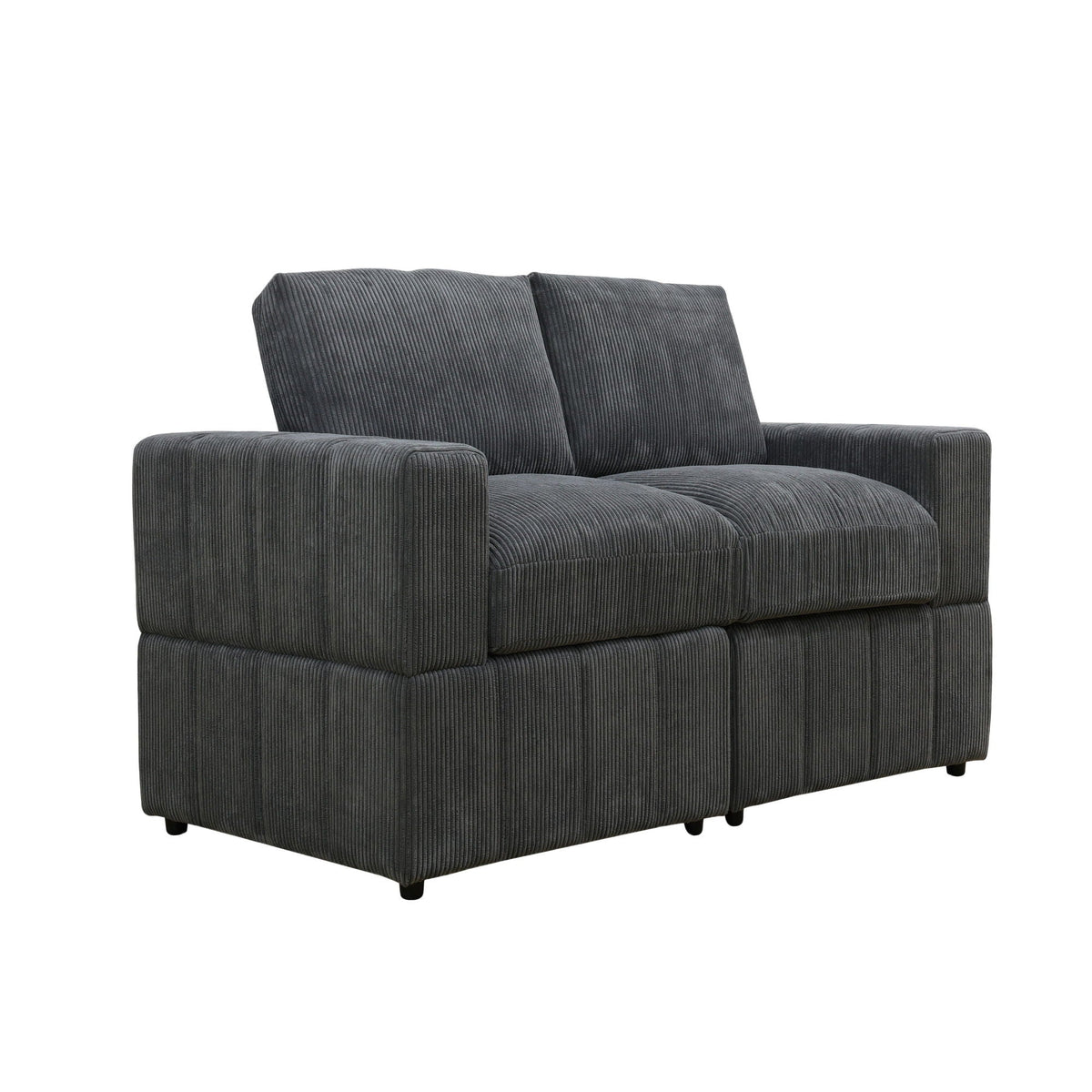 Oversized Modular Loveseat, 2 Piece Living Room Sofa Set - Dark Gray Home Essentials