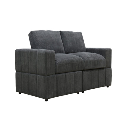 Oversized Modular Loveseat, 2 Piece Living Room Sofa Set - Dark Gray Home Essentials