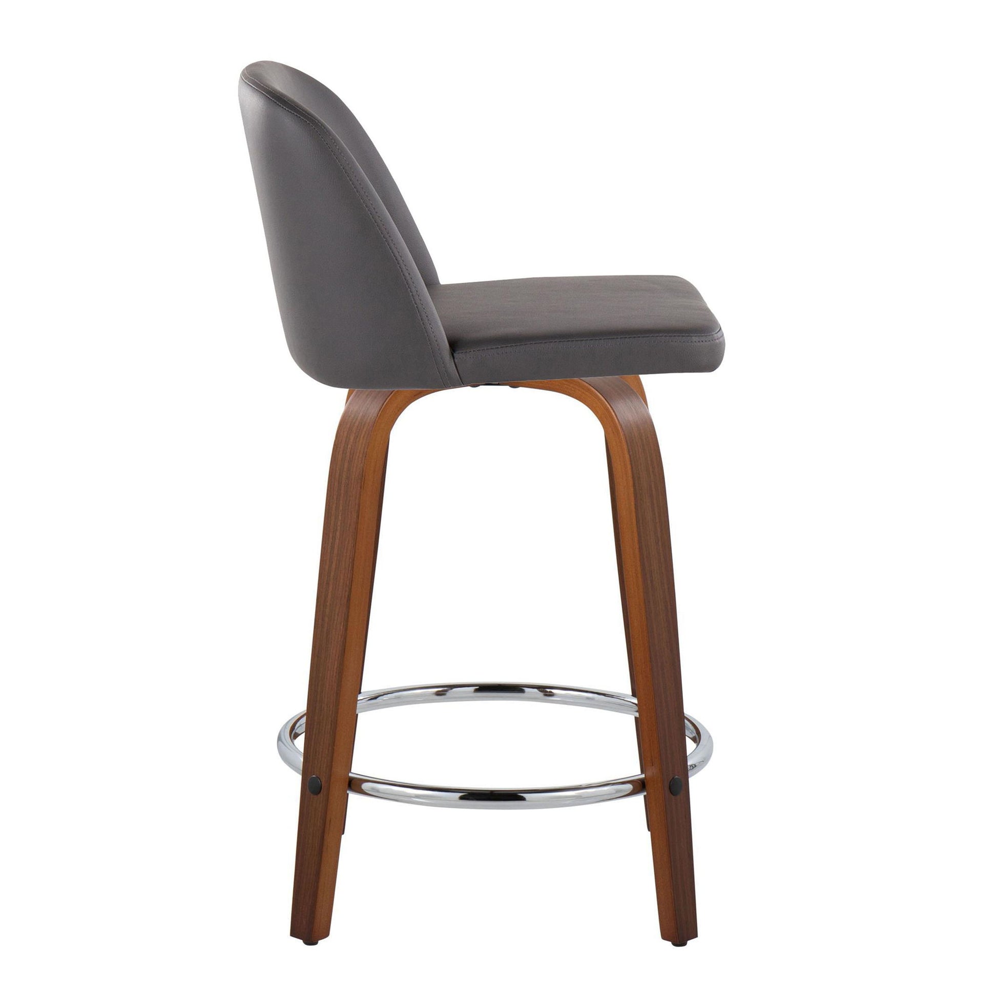 Toriano - Mid Century Modern Fixed Height Counter Stool With Swivel With Round Footrest (Set of 2) Lumi Source