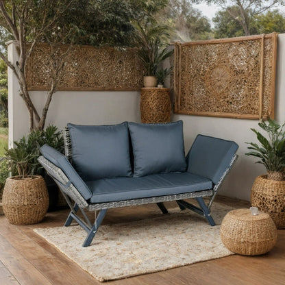 1 Pieces Patio Wicker Side Foldable Bench Patio Backyard Conversation Bench Gray Wicker - Dark Gray Home Essentials