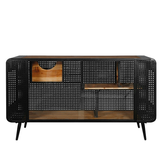 Modern Spacious Cat House With Tempered Glass And Iron Frame For Living Room - Black / Brown Daily Nest
