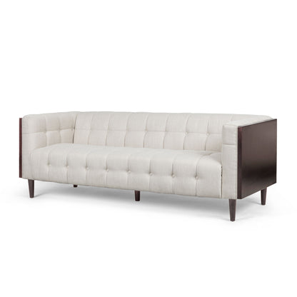 Contemporary Mid-Century Charm 3 Seater Sofa With Button Tufted Waffle Stitching Noble House