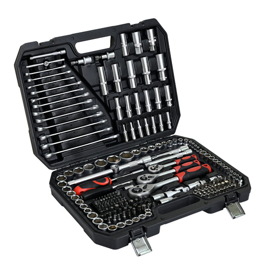 Tool Kit And Socket Wrench Set 216 Pieces Basic Portable Manual Repair Tool Set For Home Use Includes Case And Ratchet Wes And Wrenches - Black Daily Nest