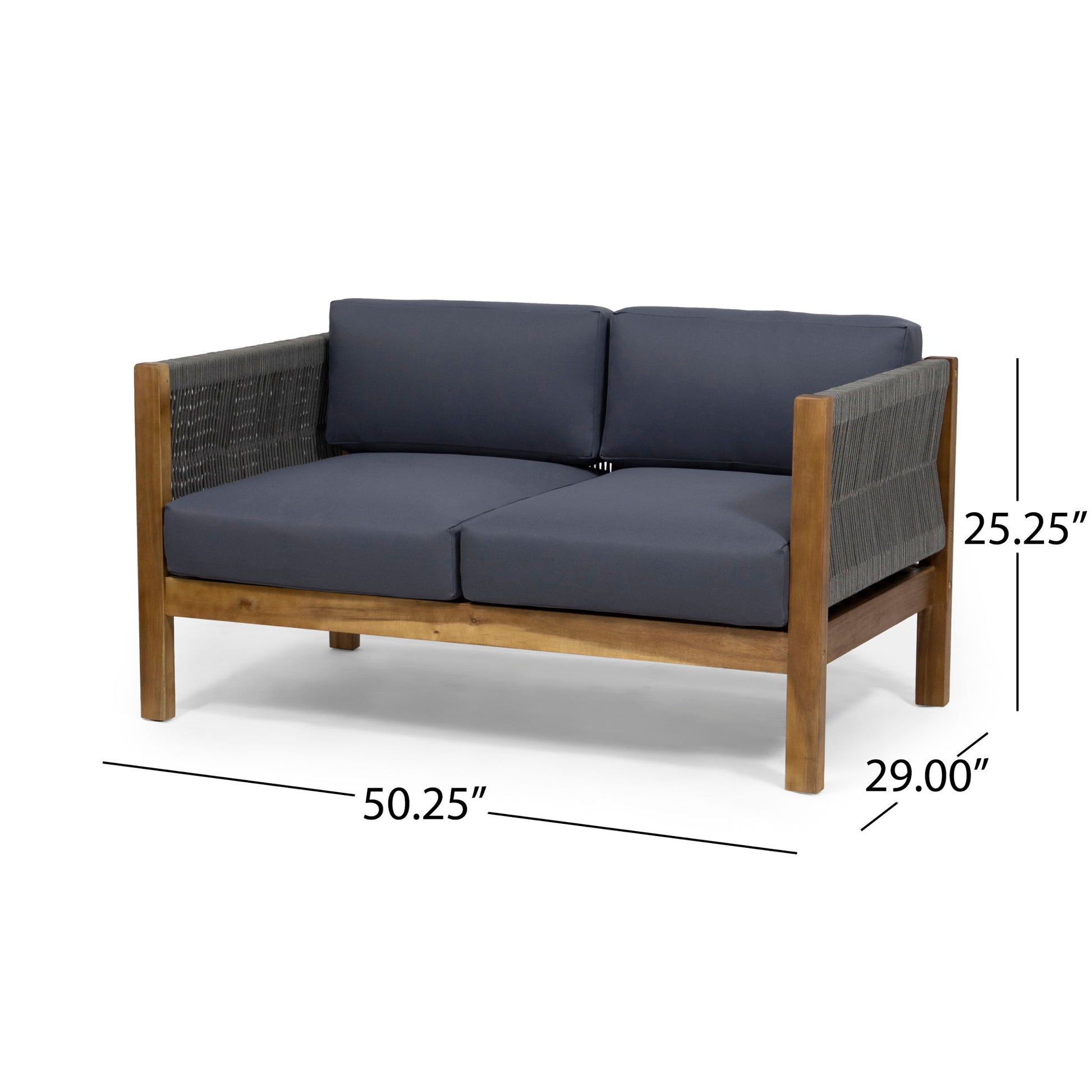 Charlotte - Outdoor And Rope 4 Seater Chat Set With Cushions - Teak Noble House