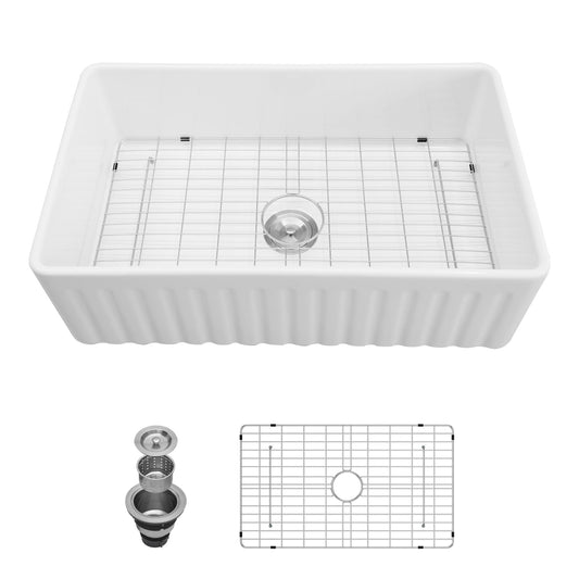 Ceramic Farmhouse Sink With Deep Basin And Stainless Steel Grid Daily Nest