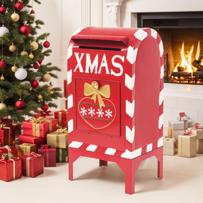 Christmas Mailbox Decoration With Festive Design, Classic Holiday Charm - Red Noble House