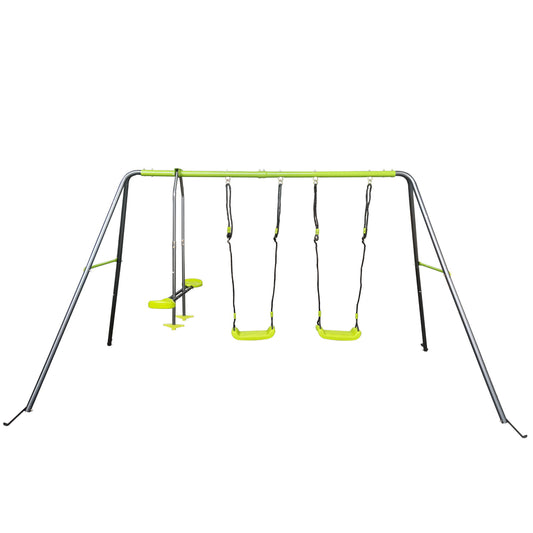 Xns081 Interesting Swingset With Plastic Safe Swing Set 440Lbs For Outdoor Playground For Age 3+ With Face To Face Without Tee - Lime Green Daily Nest
