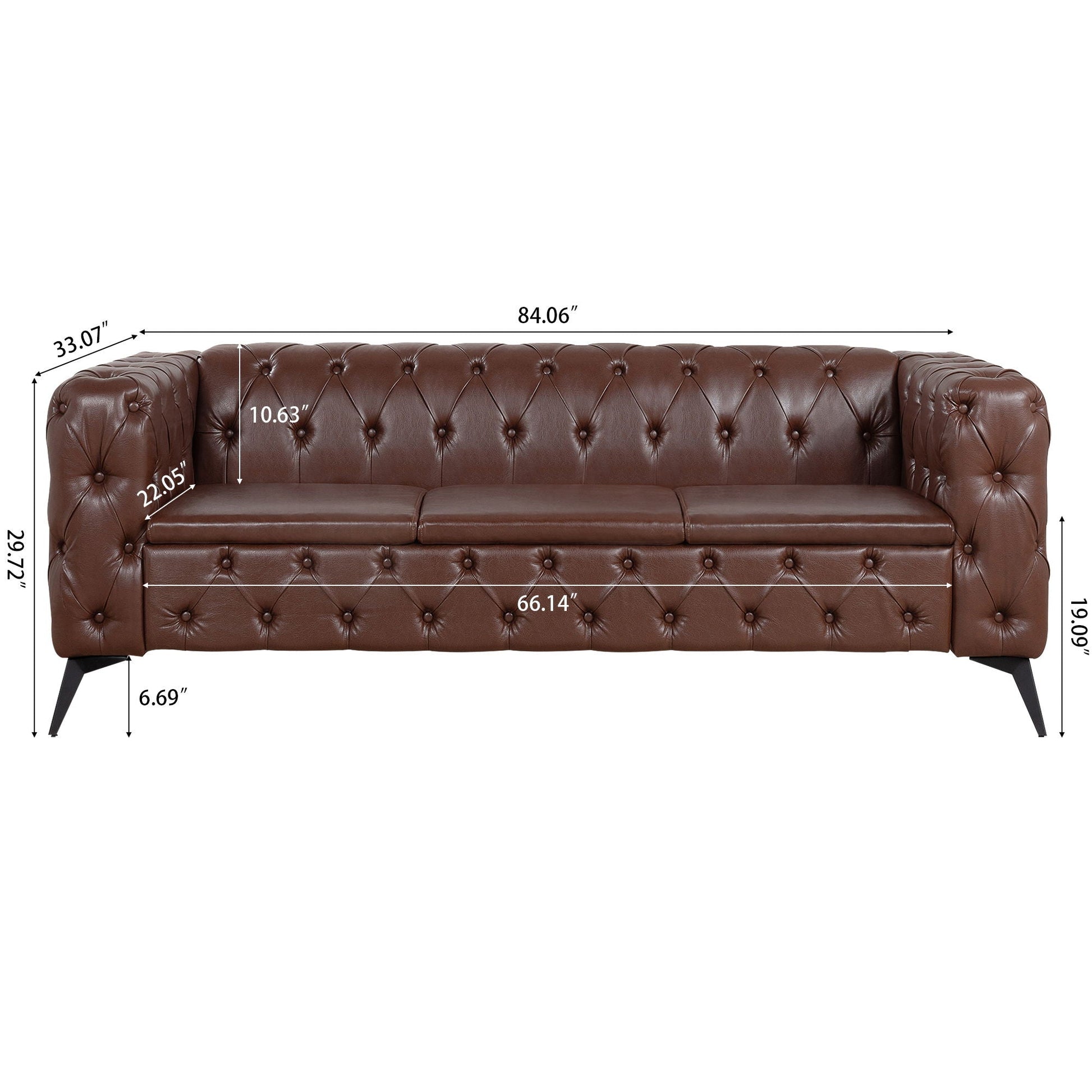 Square Arm Removable Cushion 3 Seater Sofa Home Essentials