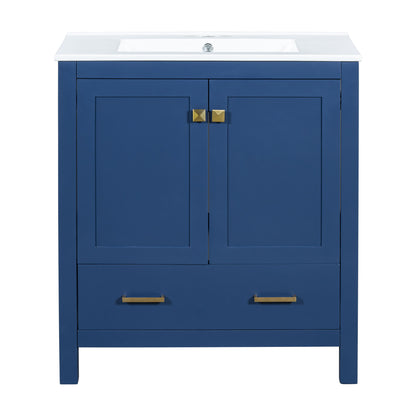 Bathroom Vanity With Single Sink, Combo Cabinet Undermount Sink, Bathroom Storage Cabinet With Two Doors And A Drawer, Soft Closing, Multifunctional Storage, Solid Wood Frame Hearth and Haven