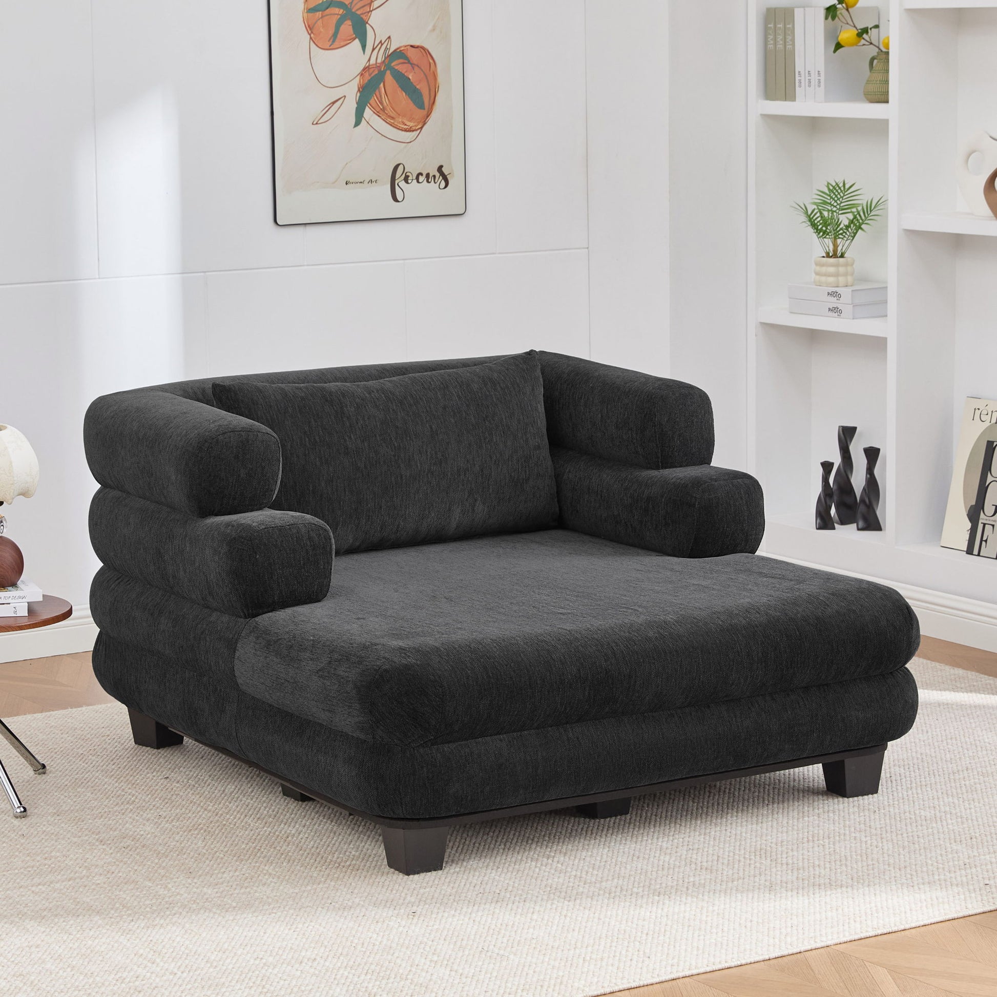 Oversized Chaise Lounge Sofa Bed With Deep Seat And Layered Armrests Noble House