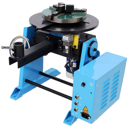 Heavy Duty Rotary Welding Positioner Turntable Table With Manual Tilt And 3 Jaw Lathe Chuck - Blue Daily Nest