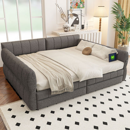 Upholstered Platform Bed With USB And 2 Drawers Dreamland