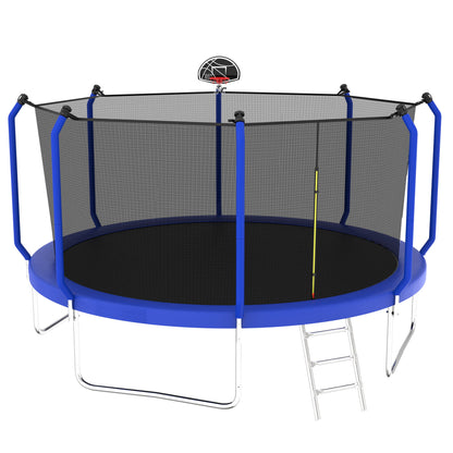 Trampoline With Basketball Hoop, Astm Approved Reinforced Type Outdoor Trampoline With Enclosure Net Daily Nest