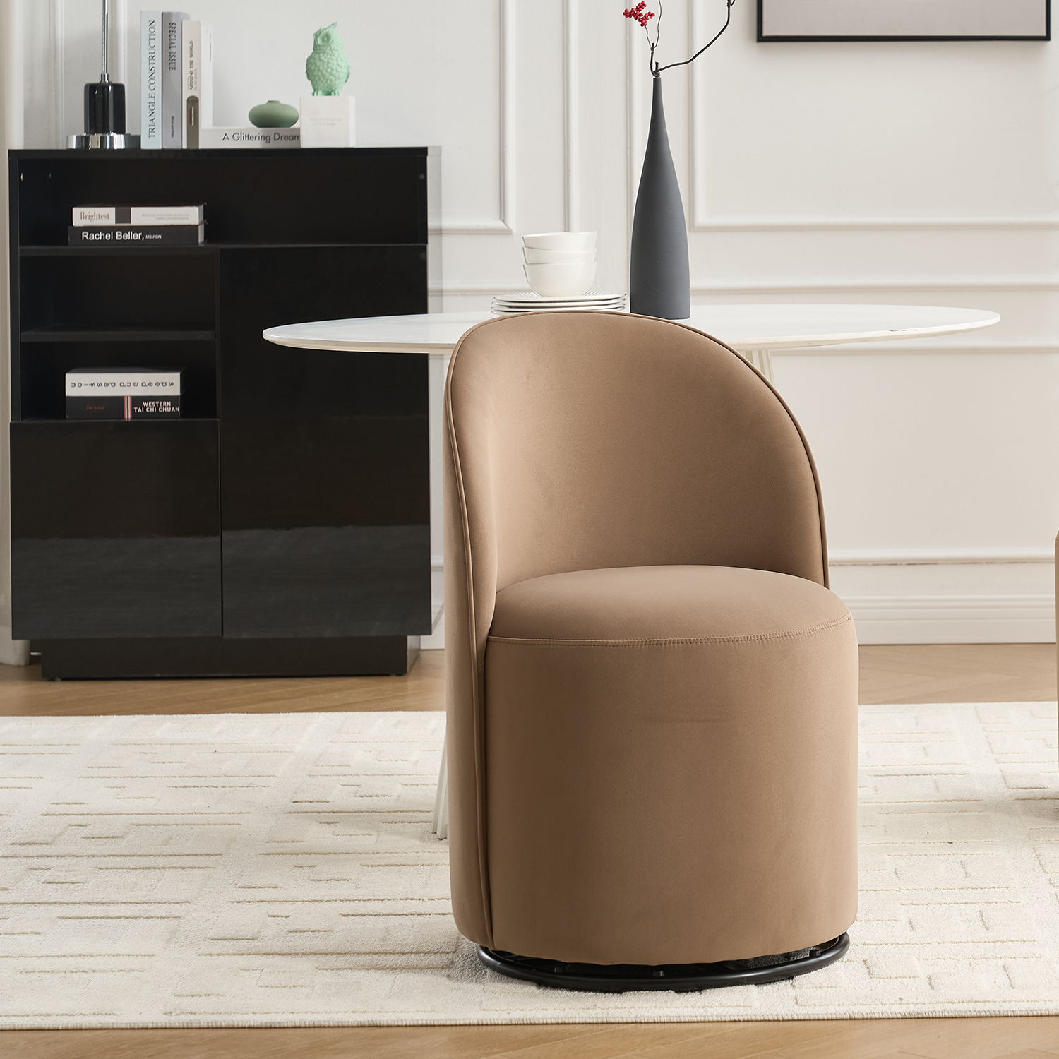 360 Degree Swivel Armless Dining Barrel Chair Home Essentials