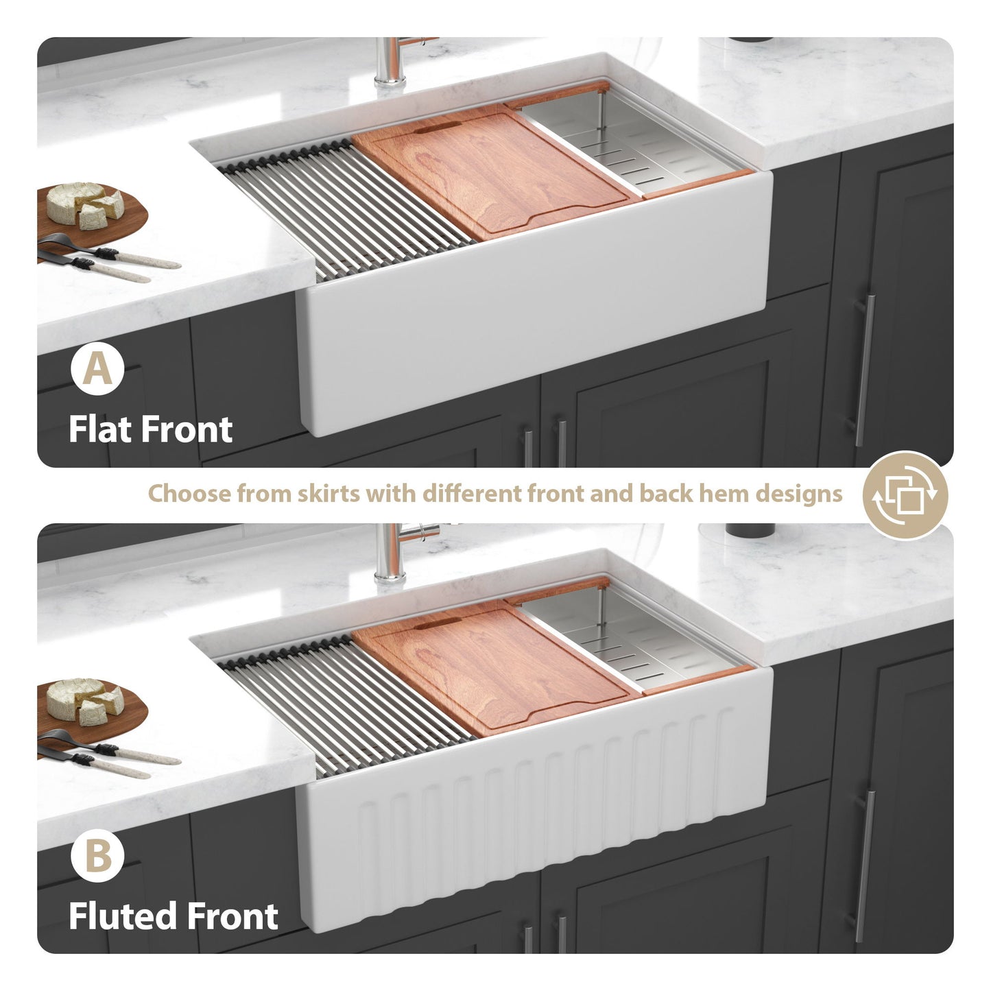 Farmhouse Sink Workstation, Ceramic Single Bowl With Accessories Daily Nest