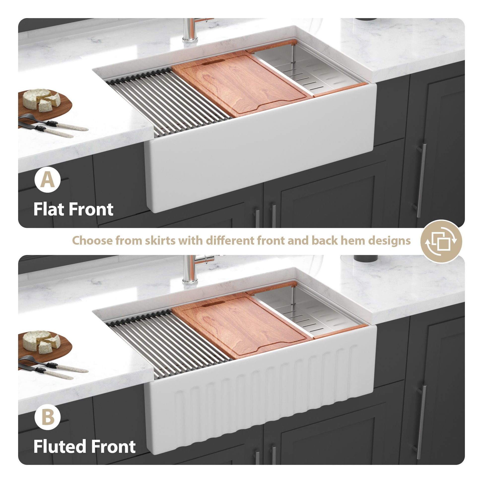 Farmhouse Sink Workstation, Ceramic Single Bowl With Accessories Daily Nest