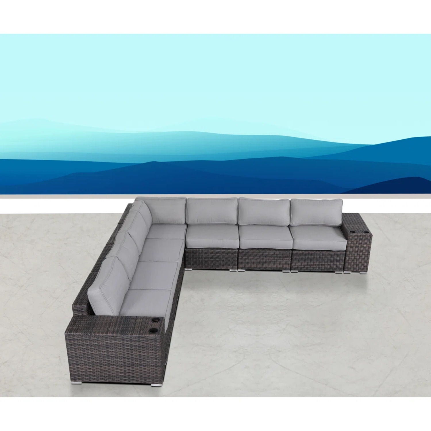 Modern Rattan Wicker Seating Group With Cushions LSI Patio Furniture