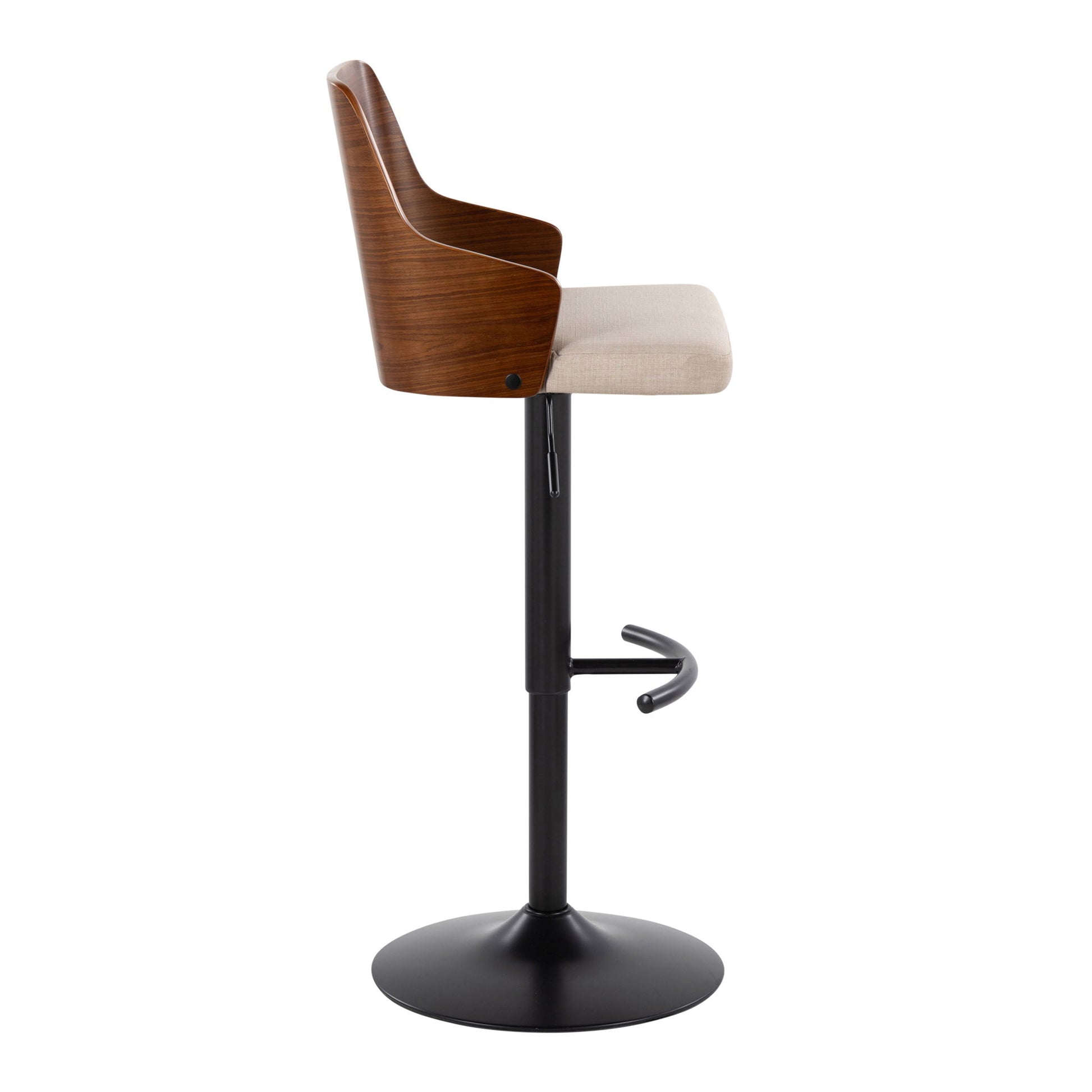 Ariana - Mid Century Modern Adjustable Barstool Stool With Swivel With Rounded T Footrest (Set of 2) Lumi Source