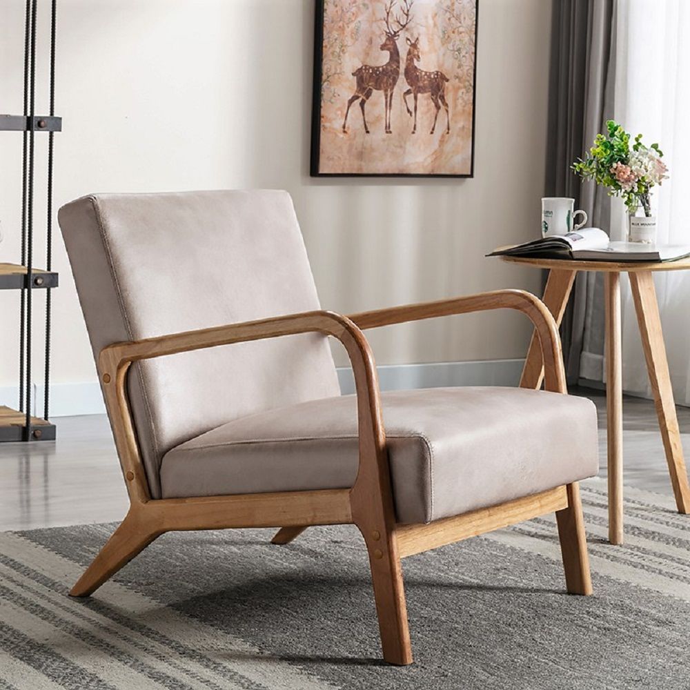Classic Mid-Century Modern Accent Chairs, Open Framed Armchair With Cushioning US Pride