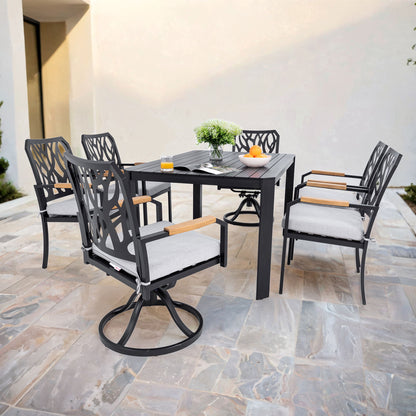 Outdoor Patio Furniture Dining Set With Sunbrella Fabric, Rectangular Table With Umbrella Hole Life Outside