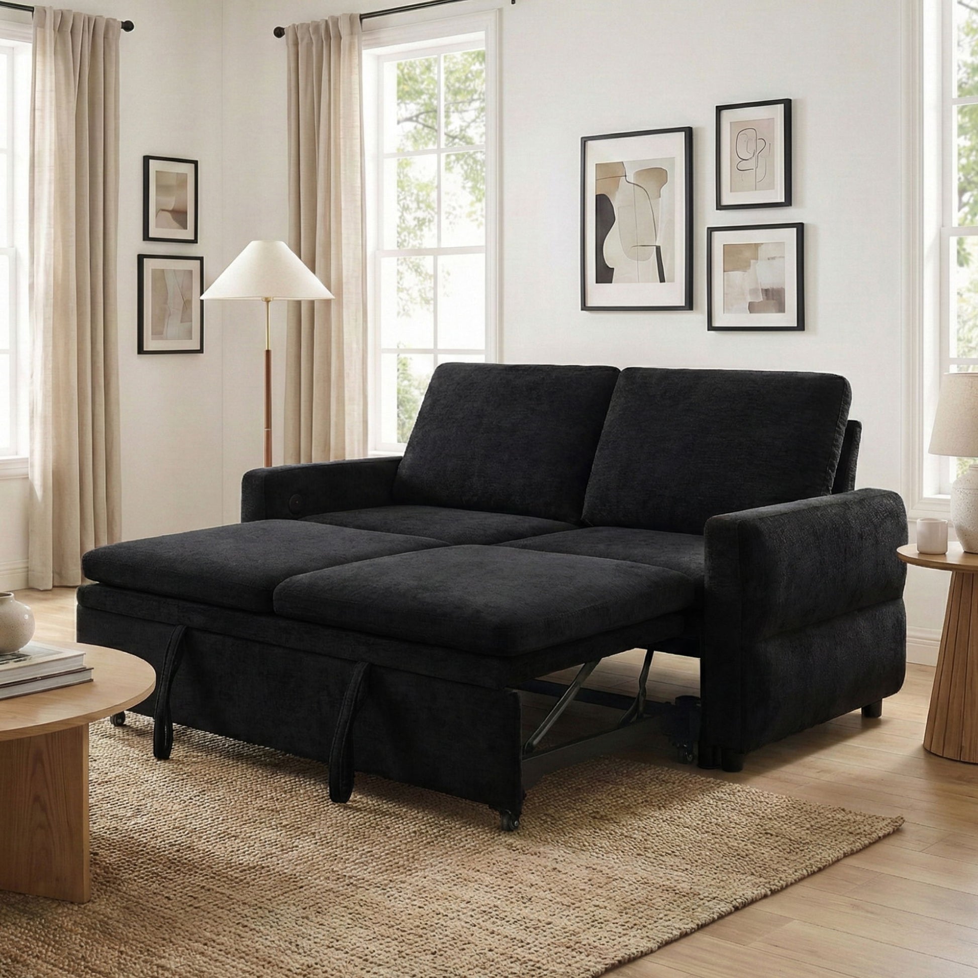 Convertible Sofa Bed Loveseat With Adjustable Backrest And USB Ports Hearth and Haven