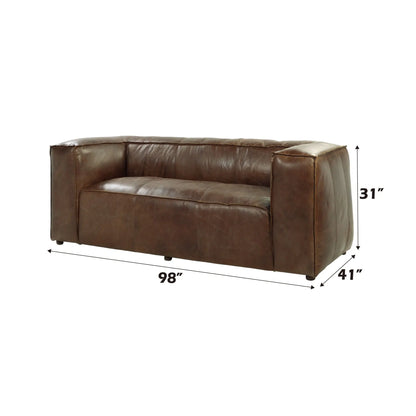 Brancaster - Grain Leather Sofa - Brown Acme